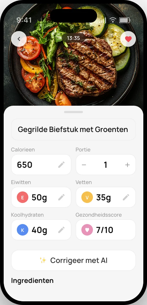 CalZen voedingswaarde-overzicht